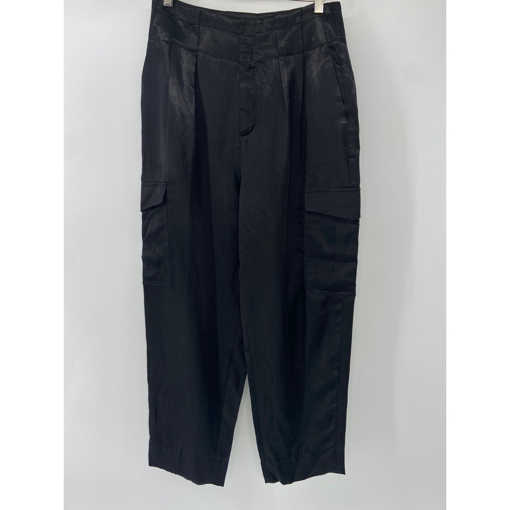 Banana‎ Republic Barrell Satin Pants Women 6 Black Cargo